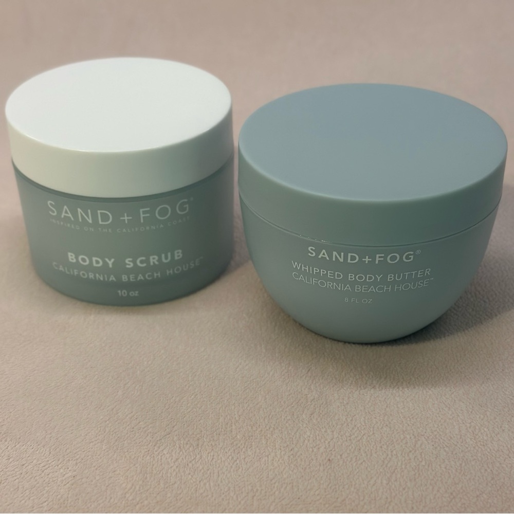 Sand + Fog California Beach House Set 10oz Body Scrub 8oz Body Butter Gift Set
